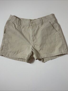 Vintage American Eagle Cargo Khaki Shorts Size 10 Beige Cotton Y2K